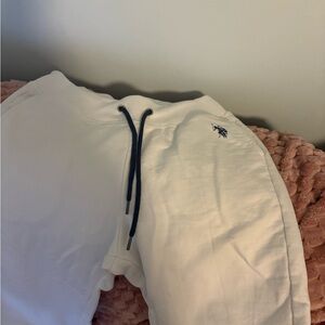 U.S. Polo Assn. White Sweatpants with Navy Accents